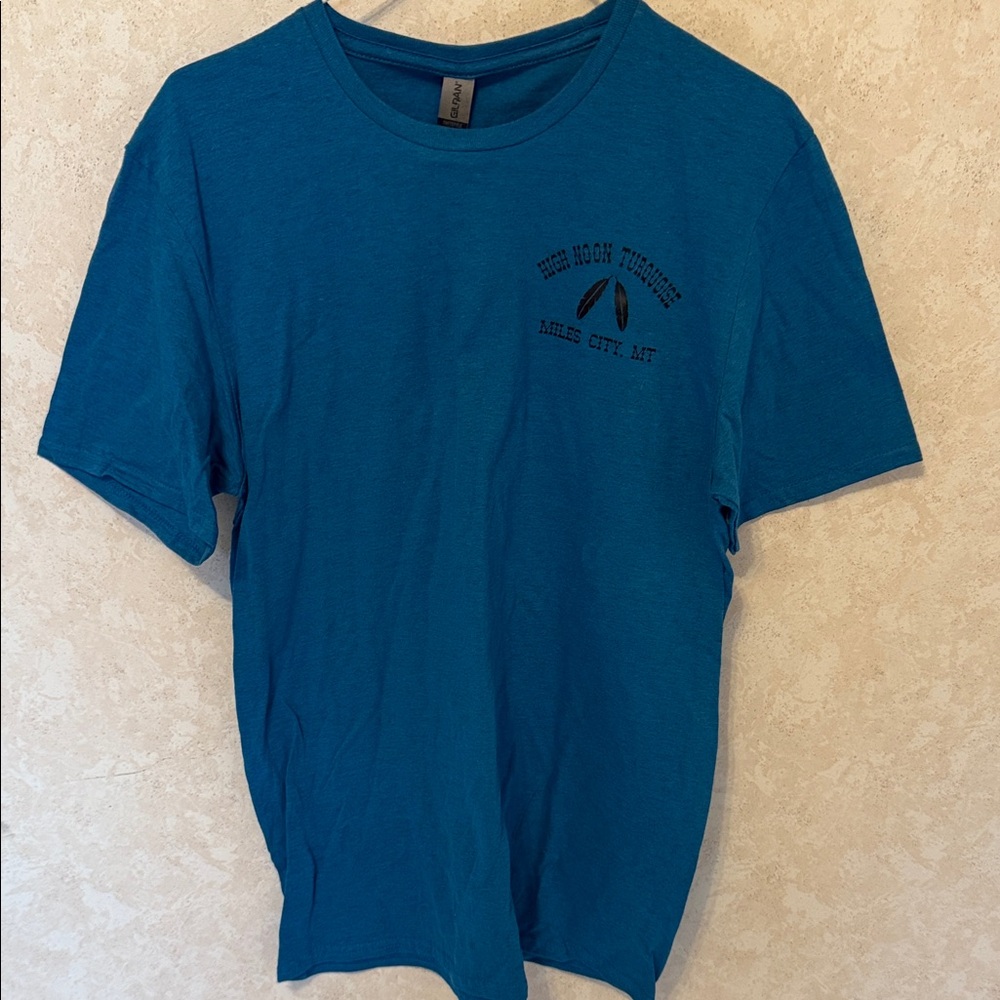 “High Noon Turquoise “ Miles City MT on Gildan Teal Short Sleeve Tee